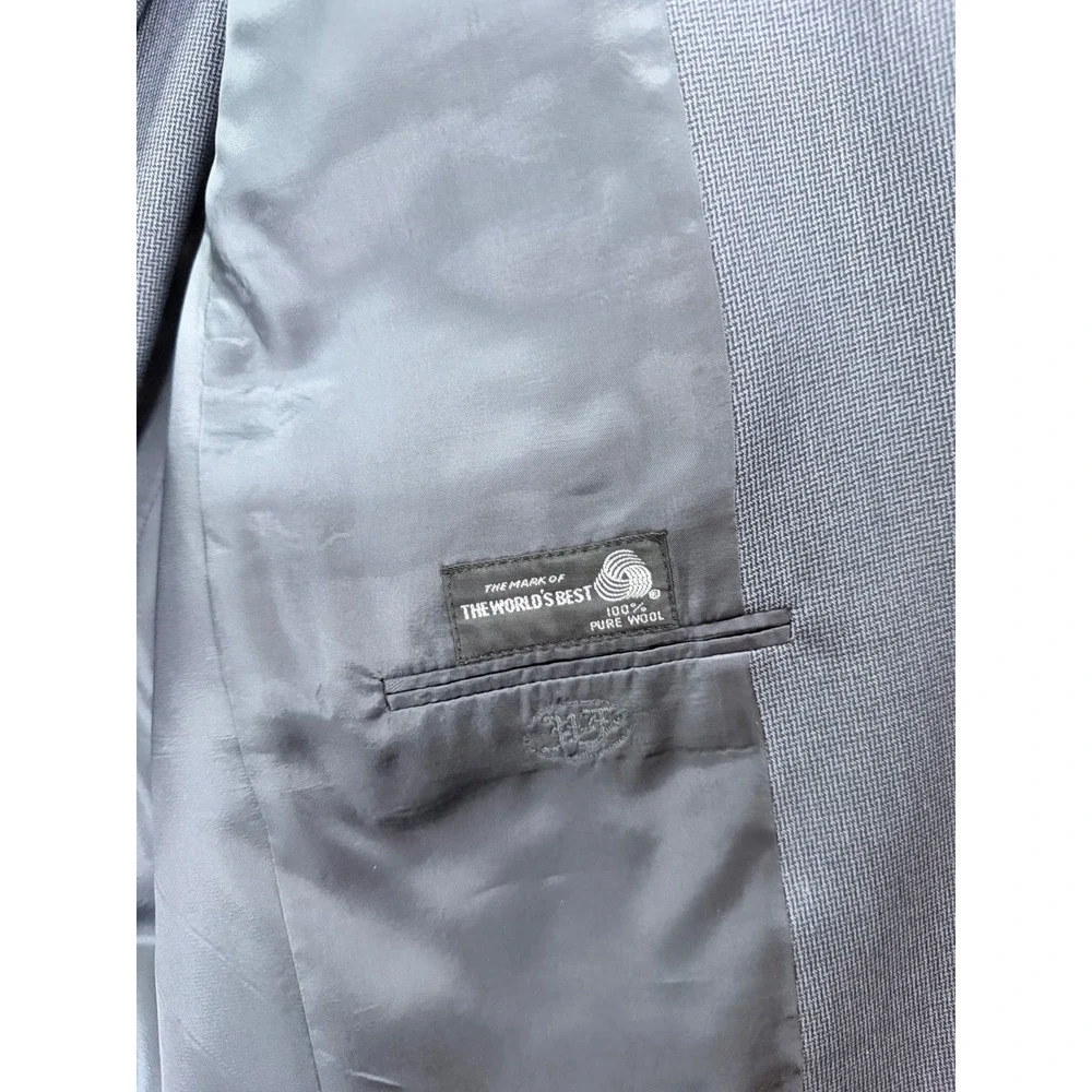 Hickey Freeman Suit Mens 42 L Gray Fair Vintage Pleated Cuffed Micro Pattern